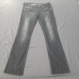 Request Jeans Womens 15/34 Blue Beaded Embroidery Zip Pockets Stretch Distressed